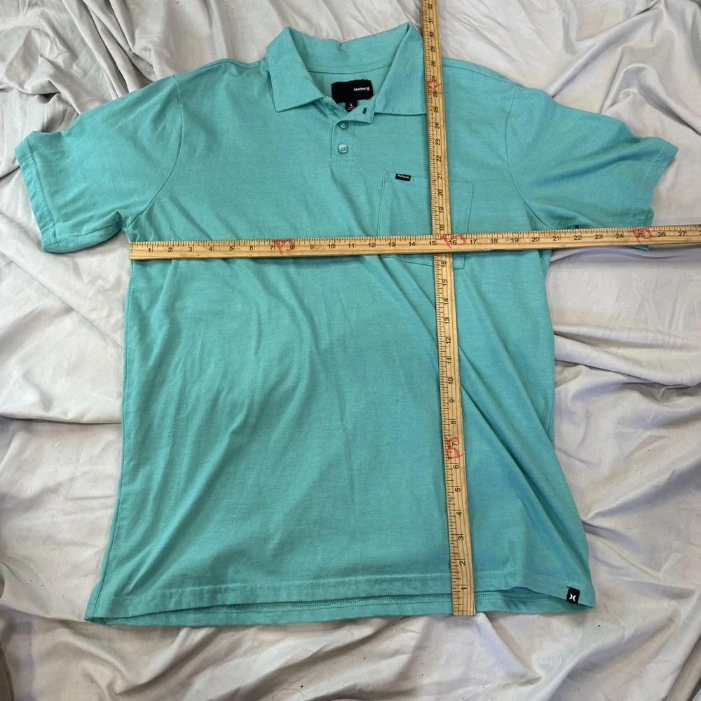 Hurley Polo Shirt Mens L Green Short Sleeve Collared‎ Cotton Jersey Pockets